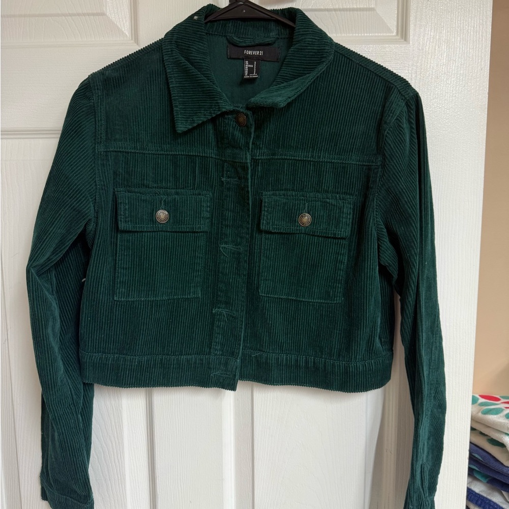 Forever 21 Dark Green Corduroy Utility Jacket